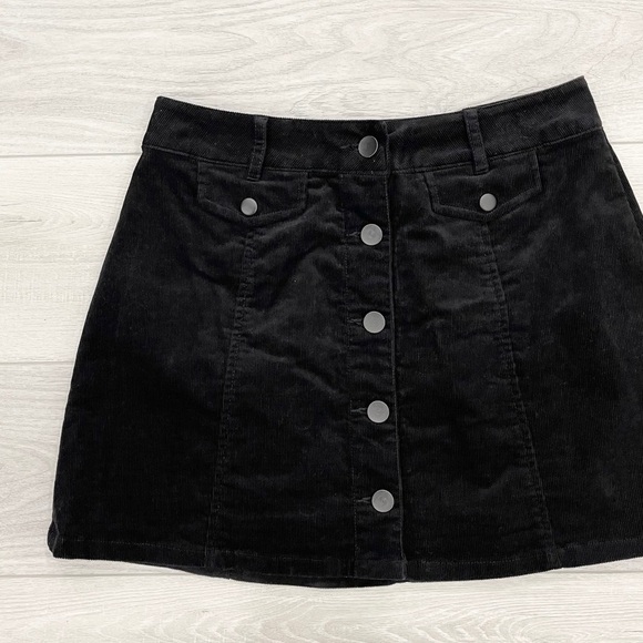 Forever21 Corduroy Black Button Front Mini Skirt Medium - Picture 1 of 5